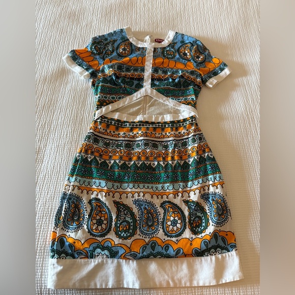 STAUD Perla Printed Linen Cutout Mini Dress - Picture 4 of 6